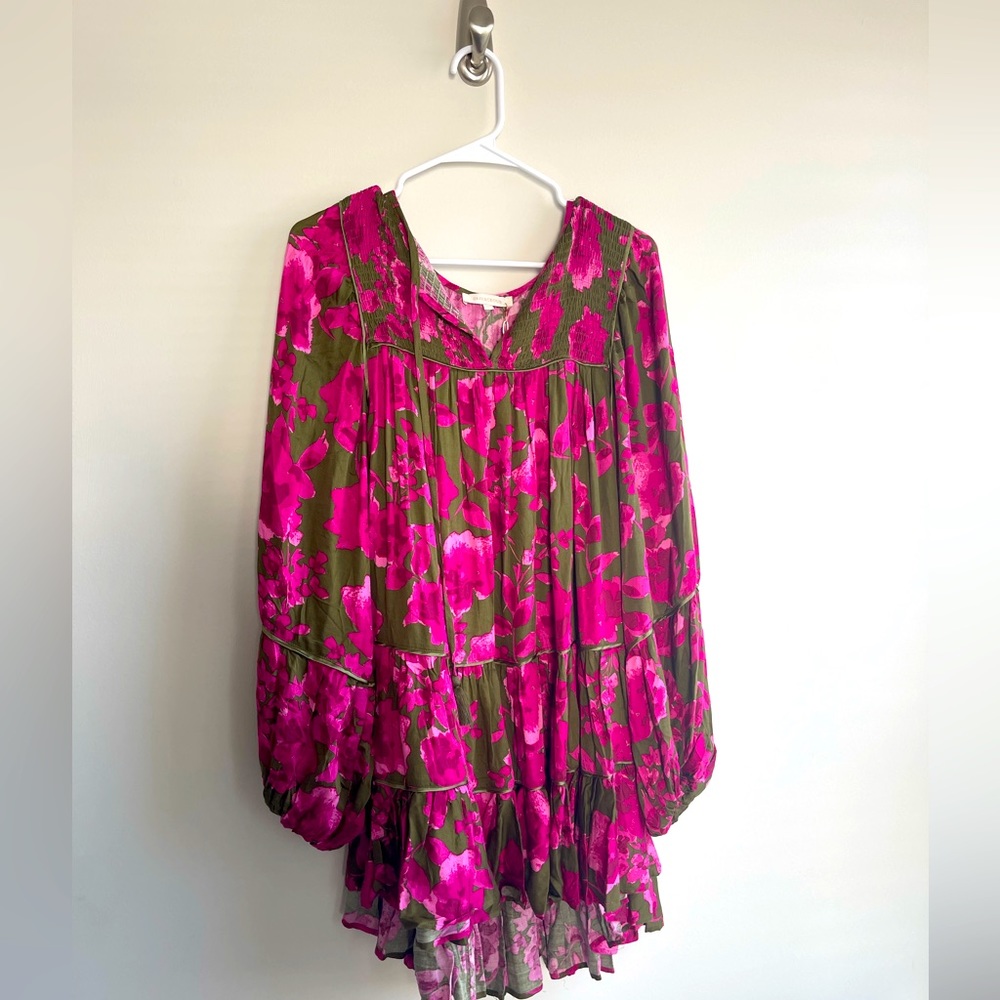 NWT Gorgeous pink and green babydoll minidress size large